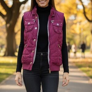 Vintage purple/pink Women Puffer Vest (Very warm)